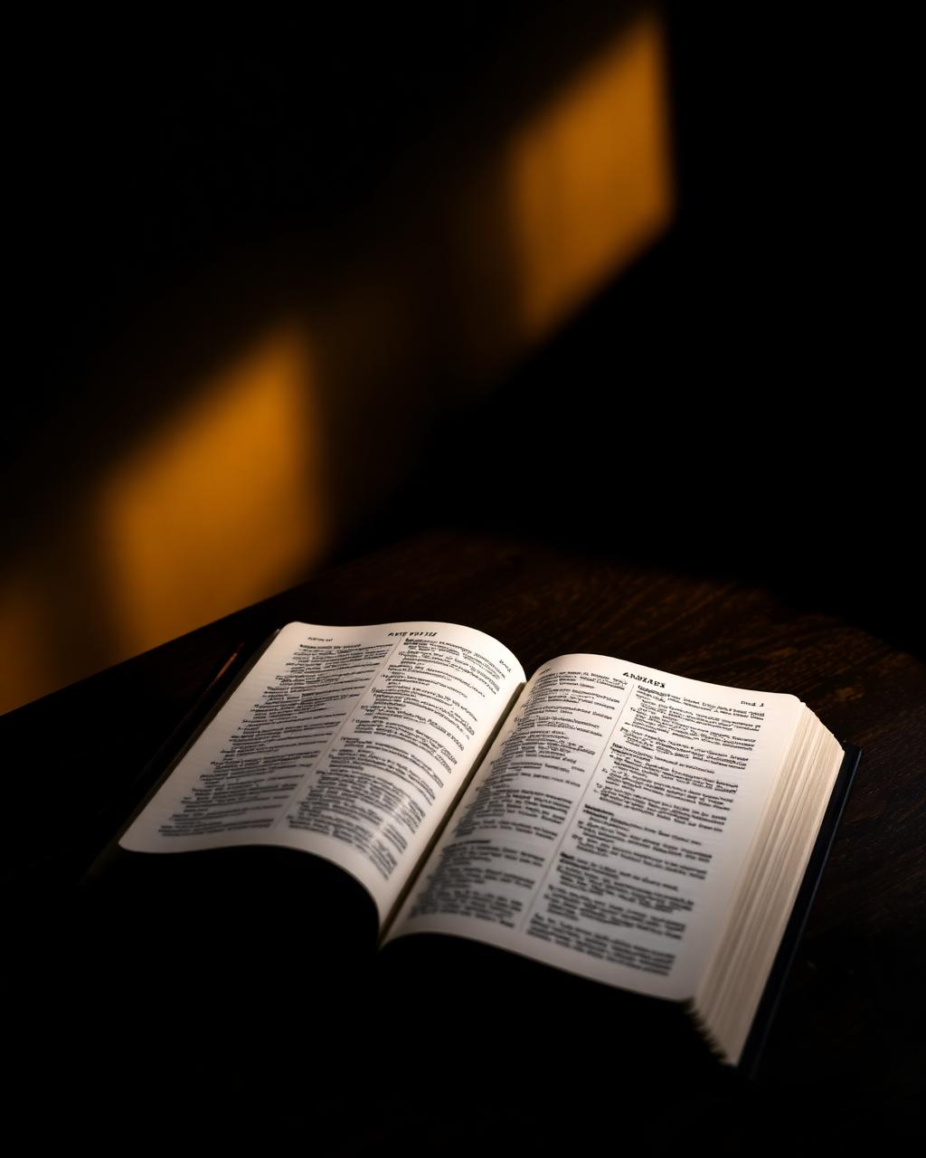 Bíblia aberta com luz dourada